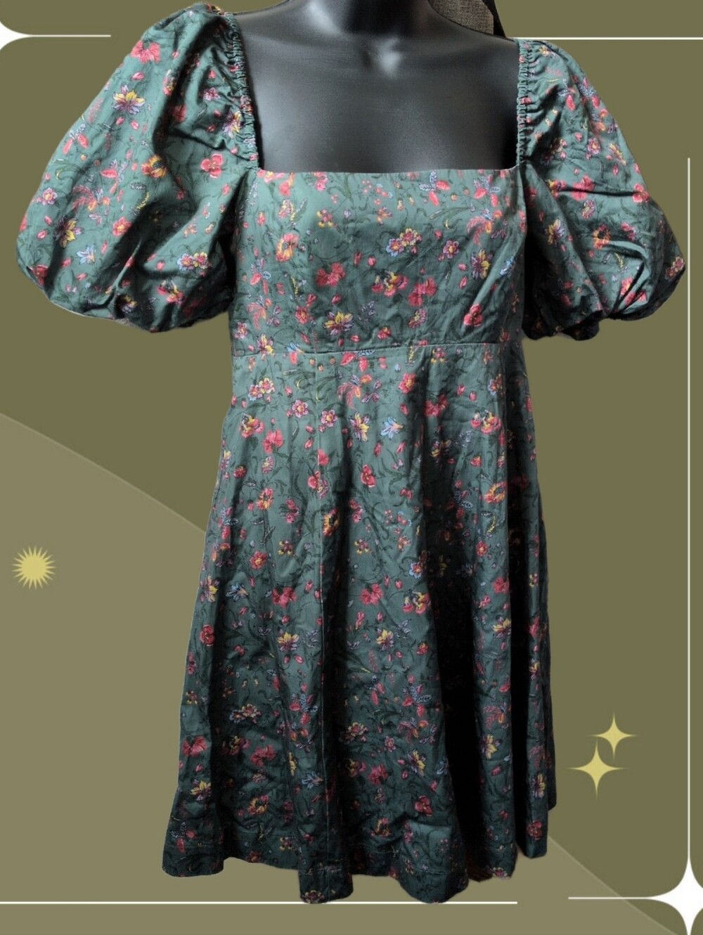 โจThe Matilda Mini Dress in Fleur Chintz/Bottle Green by Hill House Home size s